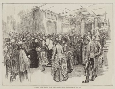Królowa w Mansion House, City of London, w drodze powrotnej z East End autorstwa Amedee Forestier