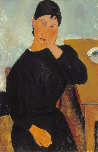 Elvira odpoczywająca przy stole autorstwa Amedeo Modigliani