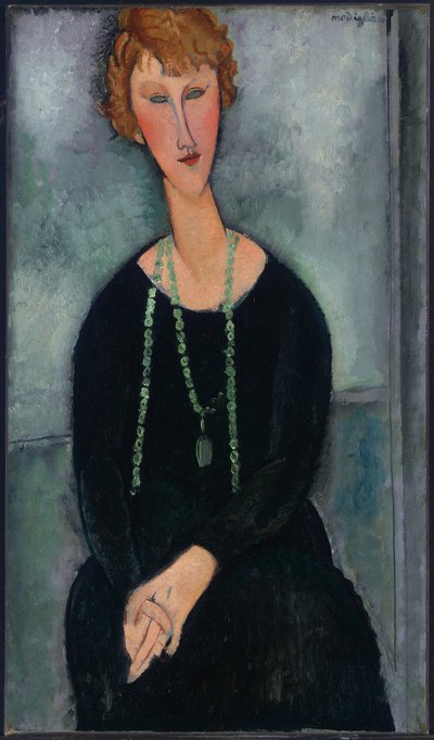 Kobieta z zielonym naszyjnikiem (Madame Menier) autorstwa Amedeo Modigliani