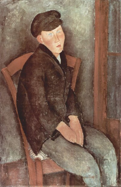 Niemiecki: Siedzący chłopiec w kapeluszu autorstwa Amedeo Modigliani