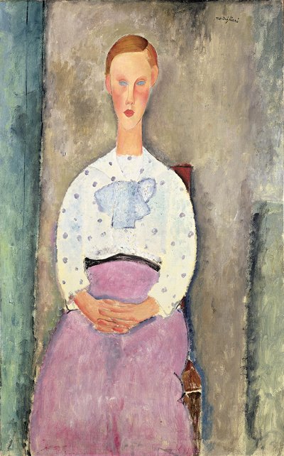 Dziewczyna w bluzce w kropki, 1919 autorstwa Amedeo Modigliani