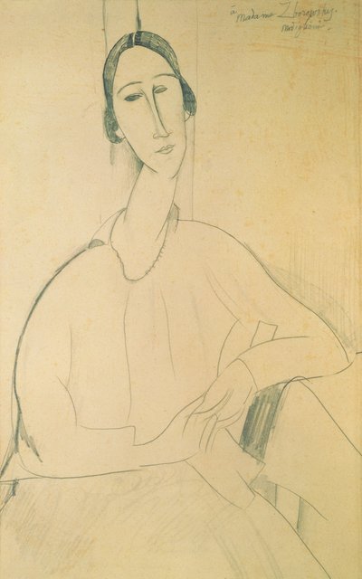 Hanka Zborowska, ok. 1917 (kredka na papierze) autorstwa Amedeo Modigliani