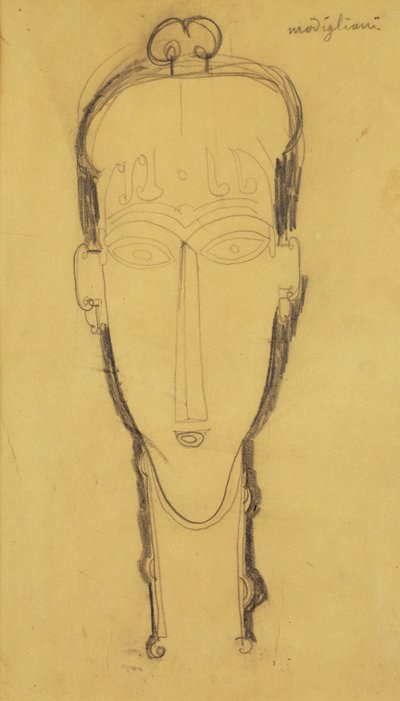 Głowa kariatydy w stroju głowy, 1911 autorstwa Amedeo Modigliani