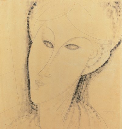 Głowa kobiety (długopis, pędzel, tusz i ołówek na papierze) autorstwa Amedeo Modigliani