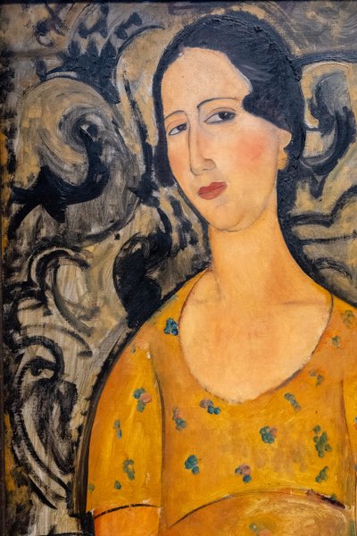 Młoda kobieta w żółtej sukience (Renée Modot) - wycinanka autorstwa Amedeo Modigliani