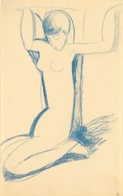 Klęcząca niebieska kariatyda (Anna Akmatova autorstwa Amedeo Modigliani