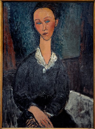 La woman au col blanc Obraz Amedeo Modigliani (1884-1920) XX w. Nd. 0,92x0,6 m Grenoble, musee des Beaux Arts autorstwa Amedeo Modigliani