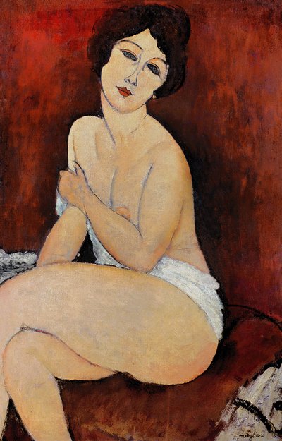 Duży akt siedzący (olej na płótnie) autorstwa Amedeo Modigliani