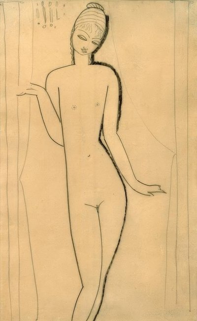 Naga młoda dziewczyna - kariatyda autorstwa Amedeo Modigliani