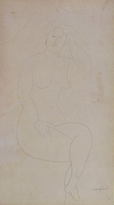 Naga Stojąca Dziewczyna (Skrzyżowane Nogi) autorstwa Amedeo Modigliani