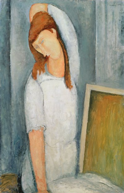 Portret Jeanne Hebuterne (1898-1920) z lewą ręką za głową autorstwa Amedeo Modigliani