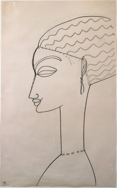 Profil kobiety. Profil żeński. Rysunek Amedeo Modiglianiego (1884-1920), 1910-1911. Nowy Jork, Muzeum Sztuki Nowoczesnej autorstwa Amedeo Modigliani