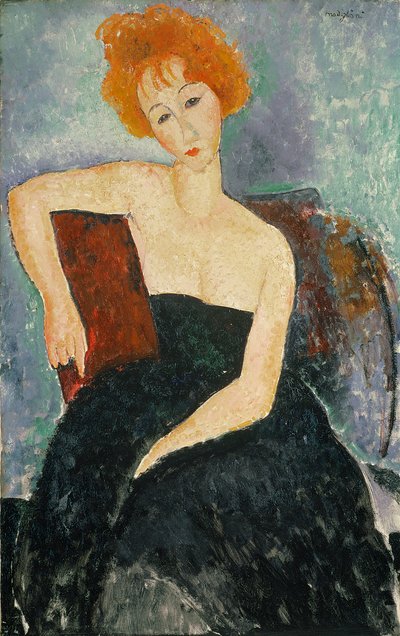 Rudowłosa dziewczyna w sukni wieczorowej, 1918 autorstwa Amedeo Modigliani