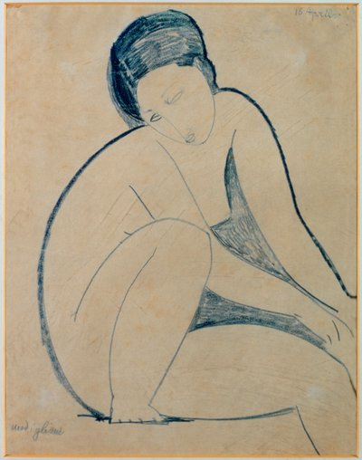 Siedzący akt (tusz na papierze) autorstwa Amedeo Modigliani