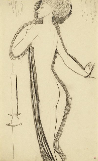 Stojący akt kobiecy w profilu z zapaloną świecą, ok. 1930 r. 1911 autorstwa Amedeo Modigliani