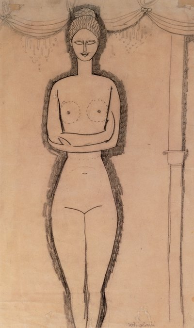 Stojący akt (ołówek na papierze) autorstwa Amedeo Modigliani