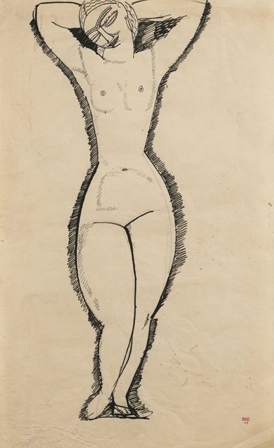 Stojąc nago z podniesionymi rękami (Anna Achmatowa autorstwa Amedeo Modigliani