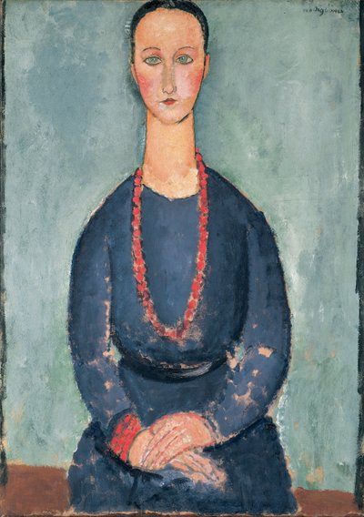 Kobieta z czerwonym naszyjnikiem, 1918 autorstwa Amedeo Modigliani