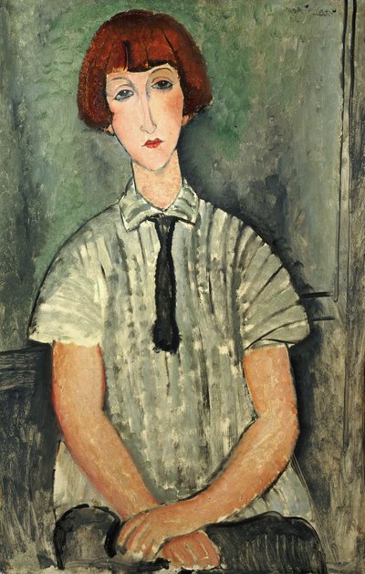 Młoda dziewczyna w pasiastej koszuli, 1917 autorstwa Amedeo Modigliani