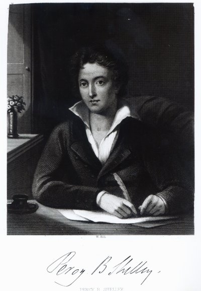 Percy Bysshe Shelley, grawerowane przez Williama Holla autorstwa Amelia Curran