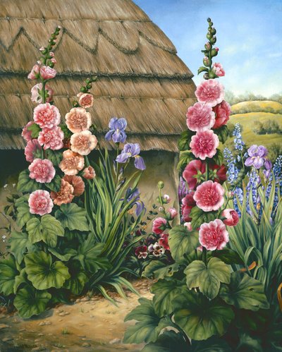 Przydomowy Ogródek z Malwami, 1995 autorstwa Amelia Kleiser