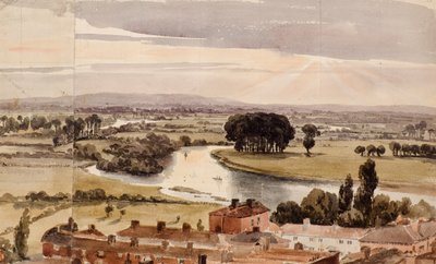 Panoramiczny widok na krajobraz, ok.1804 (akwarela) autorstwa Amelia Long