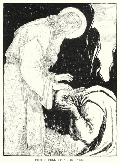 Festus padł na kolana (rycina) autorstwa Amelia M. (attr.to) Bowerley or Bauerle