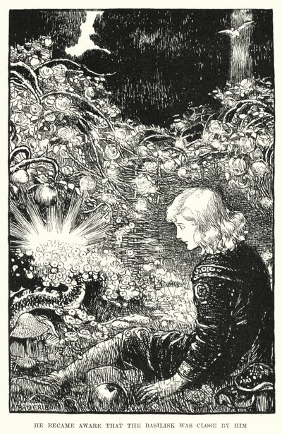 Uświadomił sobie, że Bazyliszek jest blisko niego (rycina) autorstwa Amelia M. (attr.to) Bowerley or Bauerle