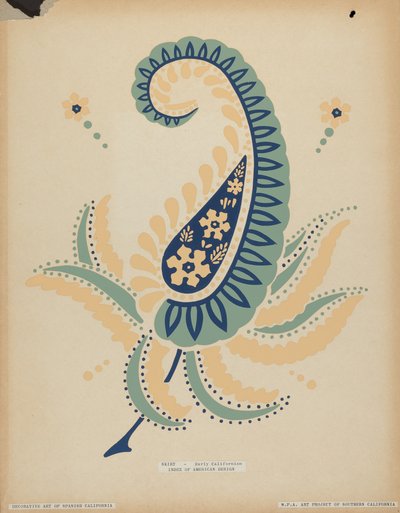 Wczesna spódnica kalifornijska z portfolio "Sztuka dekoracyjna hiszpańskiej Kalifornii" autorstwa American 20th Century