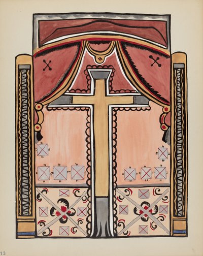 Tabliczka 13: Wzór z krzyżem, Chimayo: Z portfolio "Hiszpańskie wzory kolonialne Nowego Meksyku" autorstwa American 20th Century