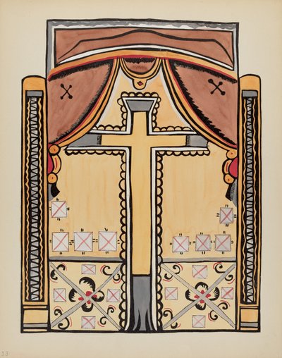 Tabliczka 13: Wzór z krzyżem: Z portfolio "Hiszpańskie wzory kolonialne Nowego Meksyku" autorstwa American 20th Century