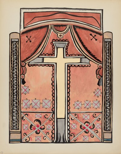 Tabliczka 13: Wzór z krzyżem: Z portfolio "Hiszpańskie wzory kolonialne Nowego Meksyku" autorstwa American 20th Century
