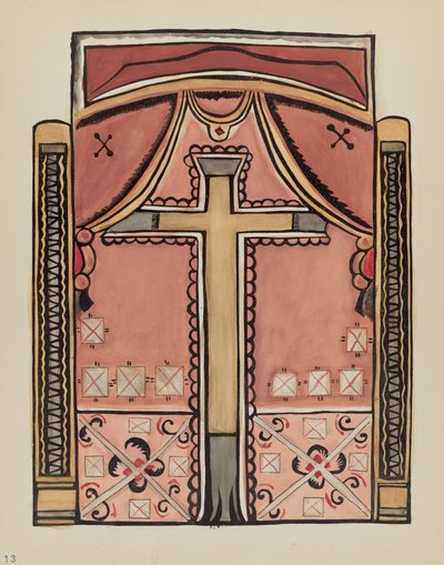Płyta 13: Wzory z krzyżem, Chimayo: Z portfolio "Hiszpańskie wzory kolonialne Nowego Meksyku" autorstwa American 20th Century