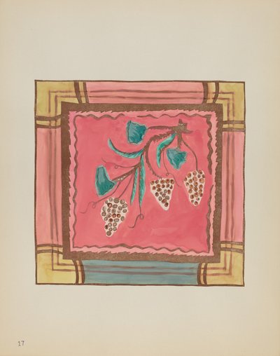 Talerz 17: Winogrona, Panel Ołtarzowy: Z Portfolio "Hiszpańskie Wzory Kolonialne Nowego Meksyku" autorstwa American 20th Century