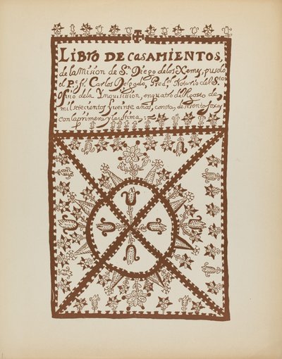 Płyta 1: Księga małżeństw Jemez: Z portfolio "Hiszpańskie wzory kolonialne Nowego Meksyku" autorstwa American 20th Century