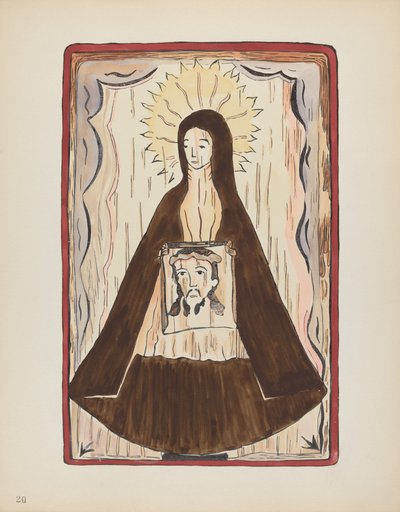 Tablica 20: Św. Weronika: Z portfolio "Hiszpańskie wzory kolonialne Nowego Meksyku" autorstwa American 20th Century