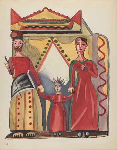 Tabliczka 28: Święta Rodzina: Z Portfolio "Hiszpańskie Wzory Kolonialne Nowego Meksyku" autorstwa American 20th Century