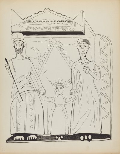 Tabliczka 28: Święta Rodzina: Z Portfolio "Hiszpańskie Wzory Kolonialne Nowego Meksyku" autorstwa American 20th Century