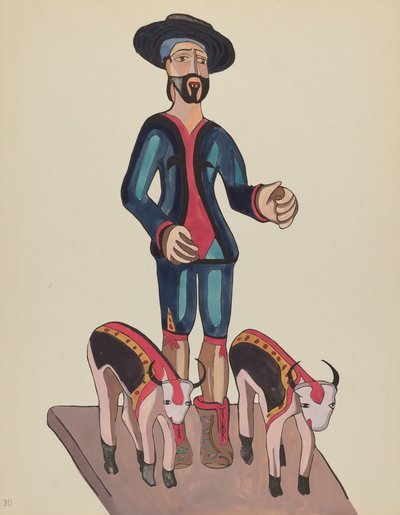 Tablica 30: Święty Izydor: Z portfolio "Hiszpańskie wzory kolonialne Nowego Meksyku" autorstwa American 20th Century