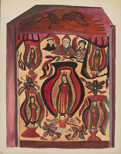 Tablica 32: Matka Boża z Guadalupe: Z portfolio "Hiszpańskie wzory kolonialne Nowego Meksyku" autorstwa American 20th Century