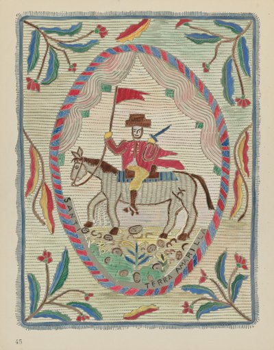 Tabliczka 45: Haftowana Narzuta (St. James): Z Portfolio "Hiszpańskie Wzory Kolonialne Nowego Meksyku" autorstwa American 20th Century