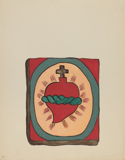 Tablica 50: Najświętsze Serce: Z Portfolio "Hiszpańskie Wzory Kolonialne Nowego Meksyku" autorstwa American 20th Century