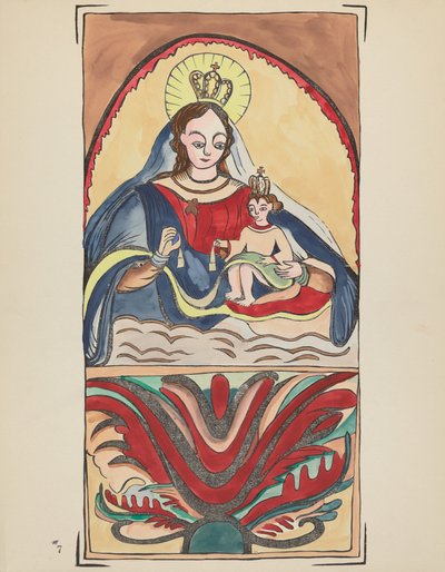Tablica 7: Matka Boża z Góry Karmel: Z portfolio "Hiszpańskie wzory kolonialne Nowego Meksyku" autorstwa American 20th Century