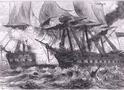 Walka między Chesapeake i Shannon, ilustracja z Cassells History of the United States wydanej przez Cassell, Petter & Galpin, ok. 1900 (litografia) autorstwa American English school