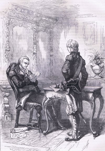 Lafayette i Waszyngton, ilustracja z Cassells History of the United States wydanej przez Cassell, Petter & Galpin, c.1900 (litografia) autorstwa American English school