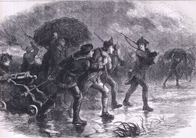 Nocne Maoeuvres Amerykanów w Bostonie, ilustracja z Cassells History of the United States wydanej przez Cassell, Petter & Galpin, c.1900 (litografia) autorstwa American English school