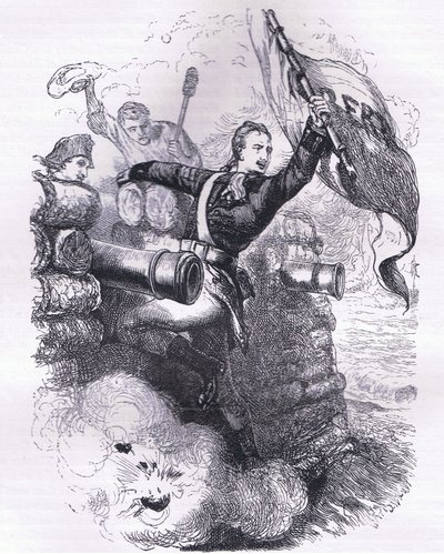 Sierżant Jasper odzyskuje flagę, ilustracja z Cassells History of the United States wydanej przez Cassell, Petter & Galpin, ok. 1900 (lit.) autorstwa American English school