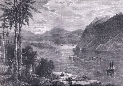 The Hudson Highlands , ilustracja z Cassells History of the United States wydana przez Cassell, Petter & Galpin, c.1900 (lito) autorstwa American English school