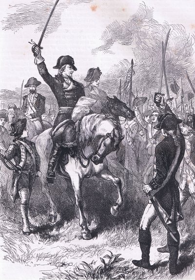 Deklaracja Niepodległości czytana wojsku, ilustracja z Cassells History of the United States wydanej przez Cassell, Petter & Galpin, c.1900 (lito) autorstwa American English school