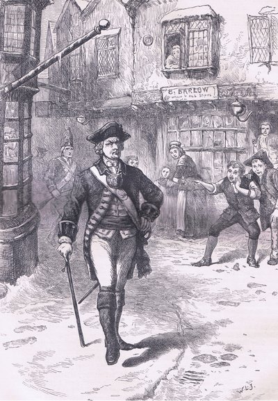 Oficer i chłopiec fryzjera, ilustracja z Cassells History of the United States wydanej przez Cassell, Petter & Galpin, c.1900 (lito) autorstwa American English school
